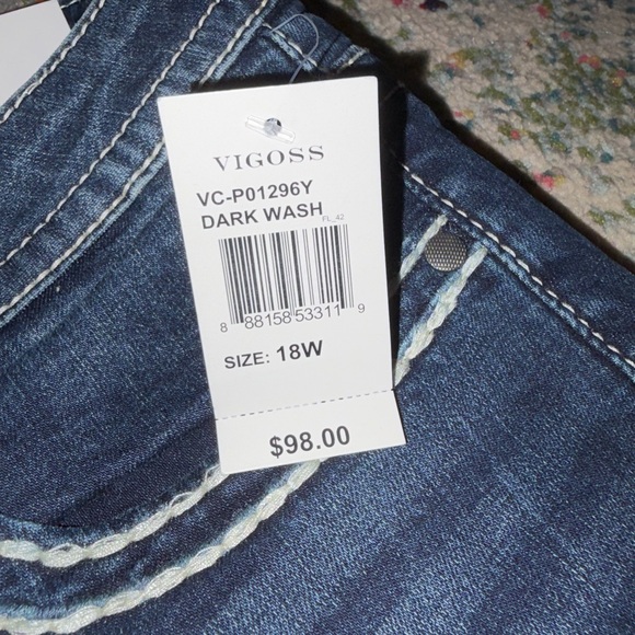 NWTs Vigoss Women's Plus Size Flare Jeans in Dark Blue - Picture 6 of 7